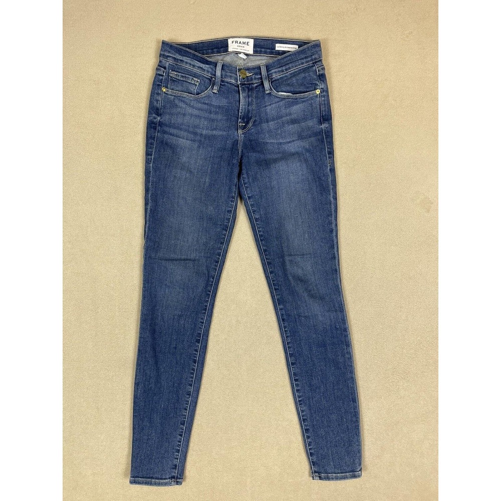 Frame Jeans Adult 26 Blue Le Skinny De Jeanne Crop‎ Slim Low Rise Womens
